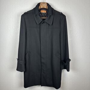 Enzo Tovare Italy Mens Frank Long Car Coat 38 R Black Cotton Blend Classic